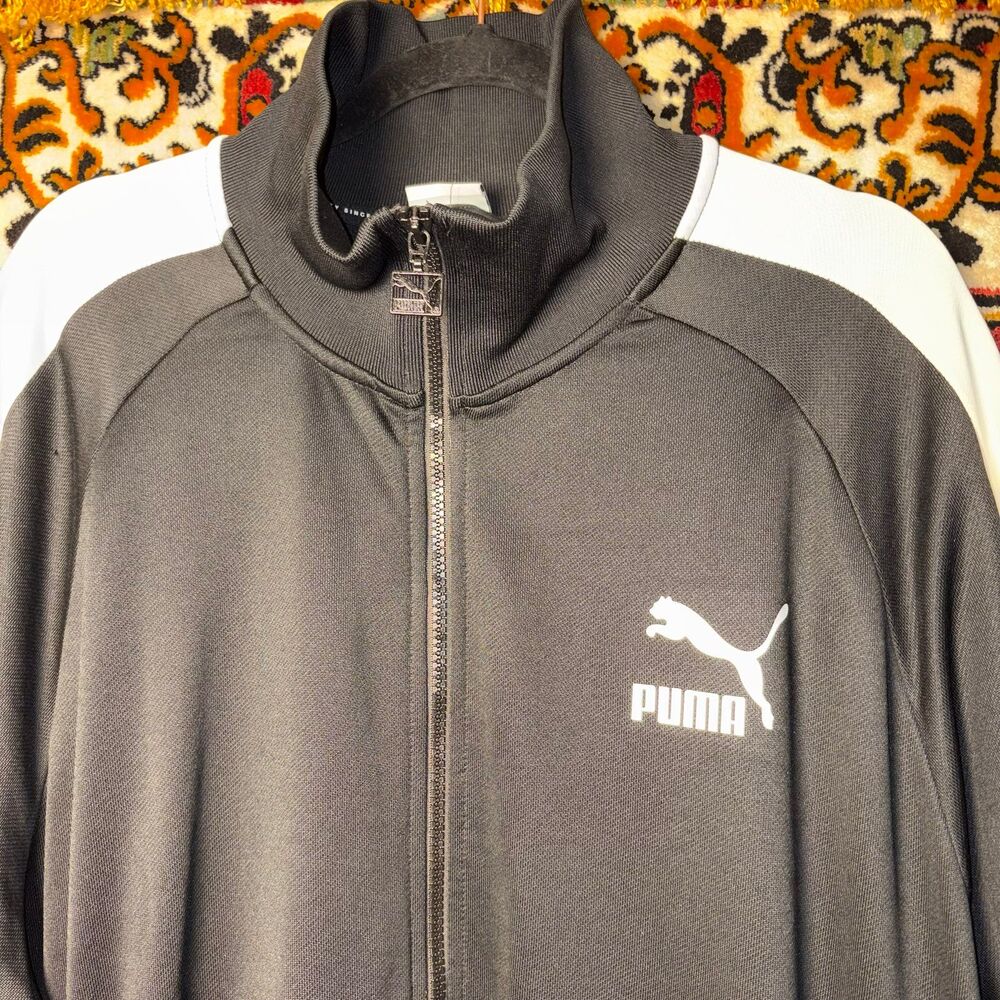 PUMA Men's 3XL Black Track Jacket White Stripes Full Zip XXXL Athletic Jacket - Picture 3 of 7